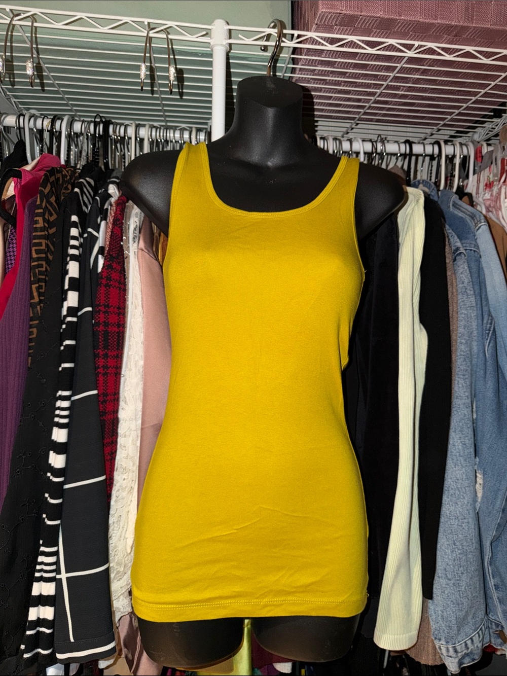 Women’s Sleeveless Mustard Yellow Tank Top - Slim Fit